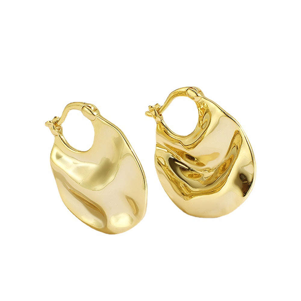 Folded Irregular Surface Earrings for Women U Hot-selling Earrings Export
