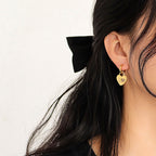 Gold-Plated Copper Lock Earrings Creative Heart-Shaped Earrings for Women with Zircon Inlay Peach Heart Earrings Style