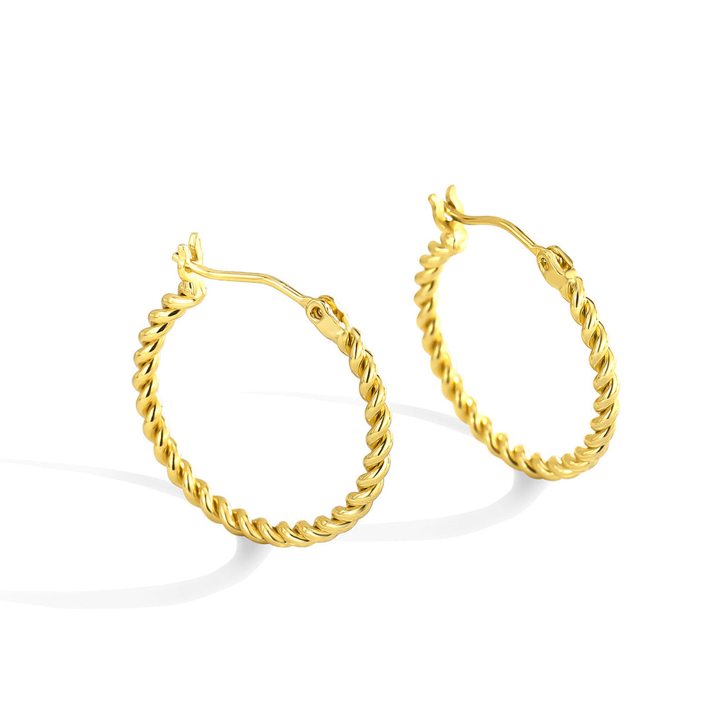 E0183Fashion Twisted Cable Braid18K Earrings for Women Simple Minimalist Style Hoop Jewelry