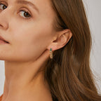 E0386 New Simple Tassel Chain Earrings for Women, Brass Gold-Plated with Green Zircon Studs