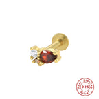 S925Sterling Silver Creative Geometric Flower Flat Head Threaded Piercing Earrings Hot Selling Ear Bone Studs