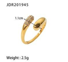 2H 18K Gold Stainless Steel Inlaid Diamond Open Ring rings