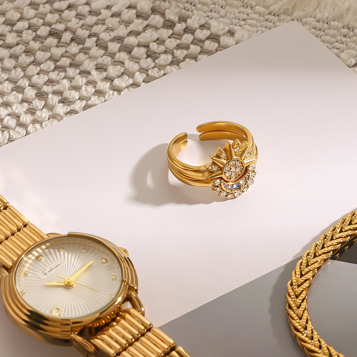 2H Stainless Steel Moon Stacking Rings