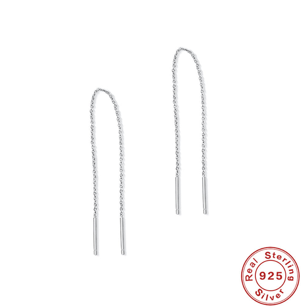 925 Sterling Silver Diamond Pentagram Tassel Ear Threads — fashion jewelry image 11