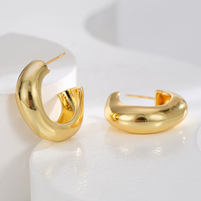 E0545 New Retro Irregular Large C Fashionable Large Hoop Earrings for Women