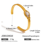 Stainless Steel Wide Hollow Zircon Open Bracelet Non-Fading Jewelry for Women
