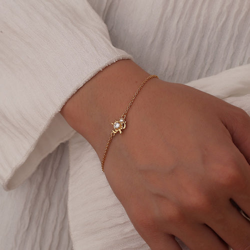14K Gold-Plated Brass Turtle Bracelet in a gold-tone brass finish