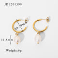 Pearl 18K Gold-Plated Stainless Steel Hoop Earrings — detail view — jewelry finish and design detail