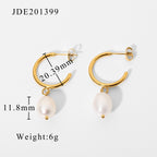 Same Style18K Gold Stainless Steel Earrings Fashionable Personality Pearl Earrings Hoop Earrings Women's Jewelry