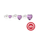 Heart Crystal 925 Sterling Silver Earring Set — front view — alternate angle 2 — jewelry finish and design detail
