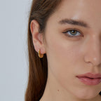 E0433 Gold-Plated Copper Minimalist Round Hoop Earrings with Smooth Texture