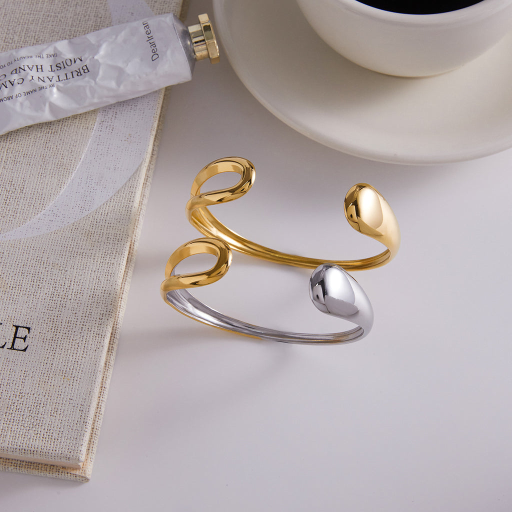 gold Bracelet Non-Fading Jewelry Open Bangle Stainless Steel Accessories for Women