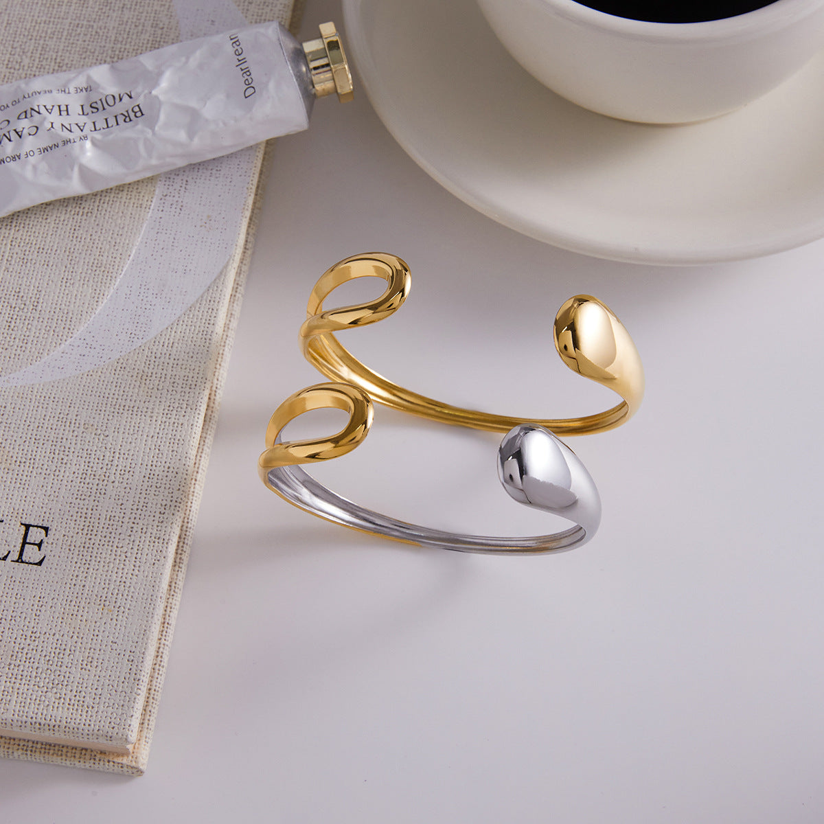 gold Bracelet Non-Fading Jewelry Open Bangle Stainless Steel Accessories for Women