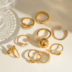 2H 18K Gold Stainless Steel Inlaid Diamond Open Ring rings