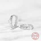 S925Pure Silver Simple Diamond-Studded Earrings Hoop Hot-Selling Minimalist Circle Silver Ear Jewelry