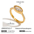 Cubic Zirconia Stainless Steel Ring in Gold-Plated — Luminous Finish — product styling — jewelry finish and design detail
