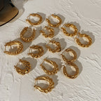 2025New Chunky Twist Bagel Earrings18Gold Plated Stainless Steel Hoop Earrings Women's Jewelry