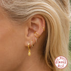 S925Pure Silver Fruit Earrings Pineapple Hoop Earrings Ear Clips Ear Pendants Fashionable Unique Creative Earrings