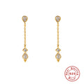 Zircon Chain Tassel 925 Sterling Silver Stud Earrings — wearable scale detail — jewelry finish and design detail