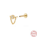 18G Crystal 925 Sterling Silver Cartilage Studs — decorative detail — alternate angle 3 — jewelry finish and design detail