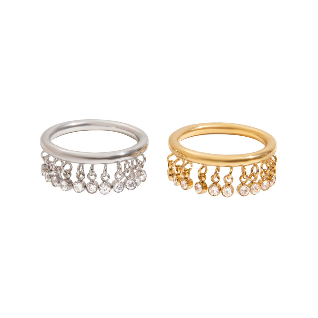 2H Rhinestone Tassel Ring Non-Fading Jewelry Ring Accessories