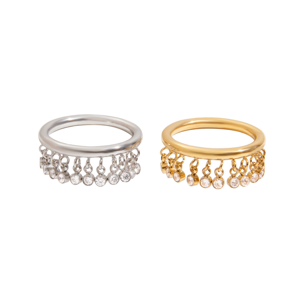 2H Rhinestone Tassel Ring Non-Fading Jewelry Ring Accessories