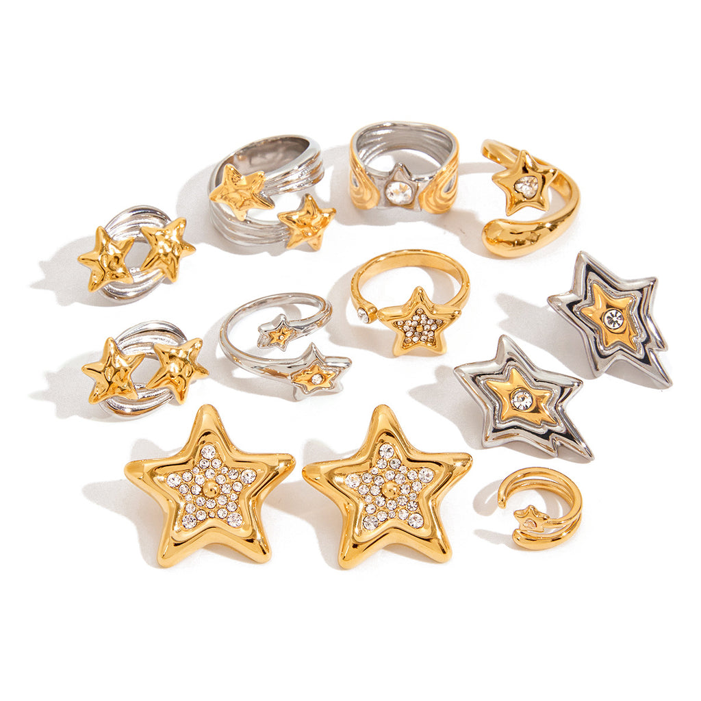 Original Design Five-Pointed Star Ring Non-Fading Jewelry Stainless Steel Accessories ring