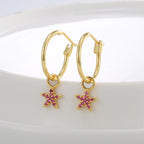 E0817 Creative Design Simple Five-Pointed Star Earrings for Women, Starfish Purple Zircon Earrings