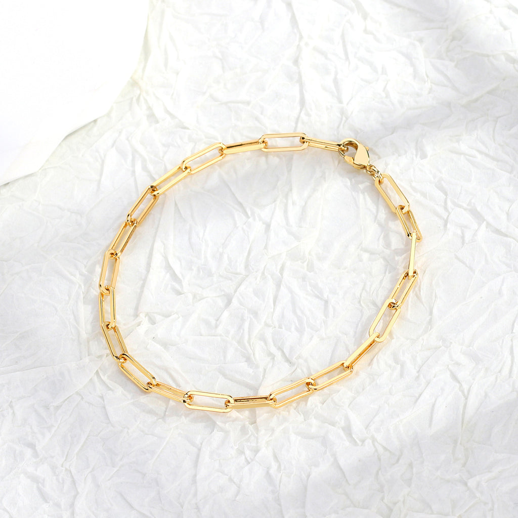 B0080 Ornament Unisex Fashion Simple gold Paperclip Chain Bracelet