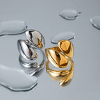 Same Style18k Gold Stainless Steel Smooth Asymmetric Open Ring Personality Ring Jewelry