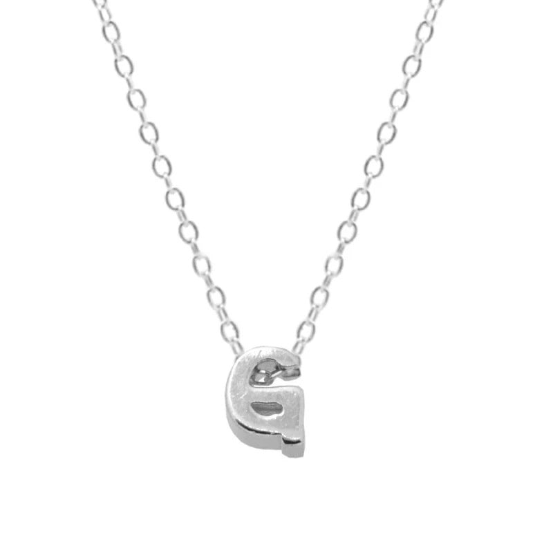 Sterling Silver 26 Letter Pendant Necklace Polished Collarbone Chain