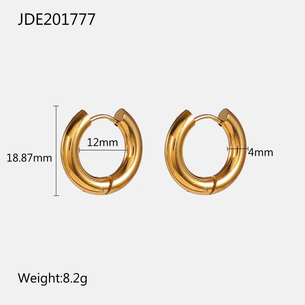Same style earrings4Mm Thick inner diameter12Mm Classic Stainless Steel Hoop Earrings Women's Jewelry