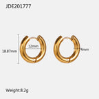Same style earrings4Mm Thick inner diameter12Mm Classic Stainless Steel Hoop Earrings Women's Jewelry