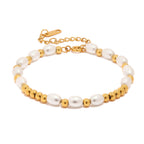18K Gold Bracelet Glass Pearl Rice Bead Bracelet Fashionable Versatile Non-Fading Bracelet Jewelry