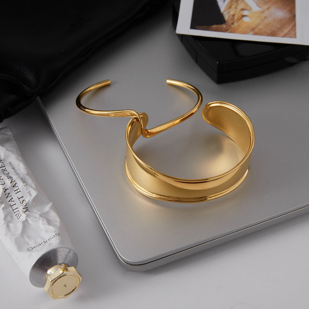 18k Gold Open Bracelet Jewelry Non-Fading Stainless Steel Accessories