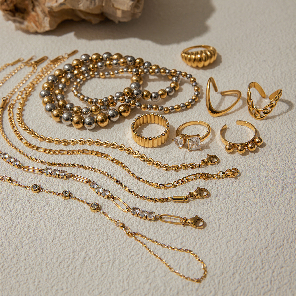 Zircon Bracelet18K Gold Stainless Steel Bracelet Women's Ring Women's Non-Fading