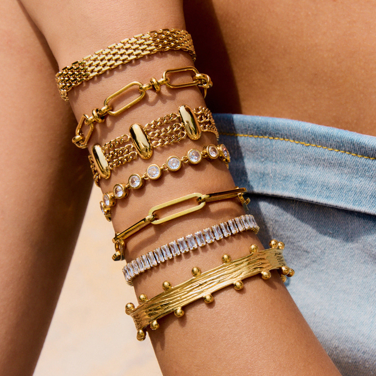 2H Stainless Steel Zircon Bracelet Women's Jewelry Non-Fading Jewelry