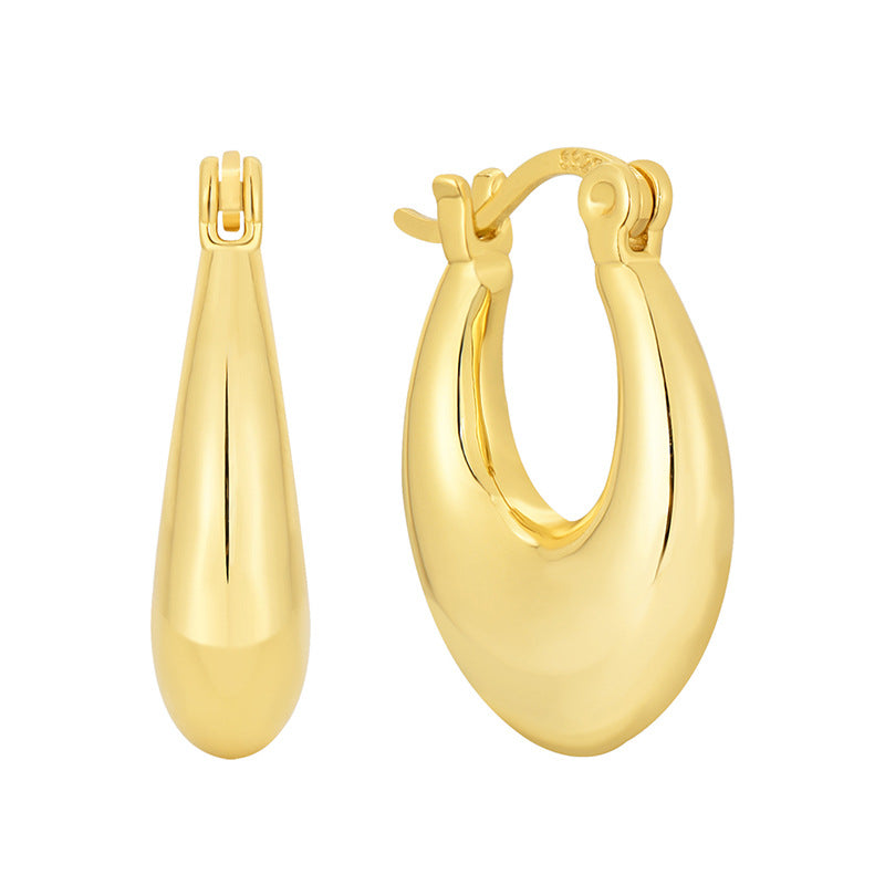 E0640 Minimalist Fashion Elegant Design Earrings for Women Copper Gold Plated Cool Style Smooth Hoop Earrings
