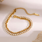 2H Stainless Steel Full Diamond Bracelet Multi-layer Bracelet Chain Jewelry