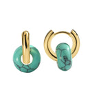 Gold-Plated Turquoise Vintage Hoop Earrings — surface finish detail