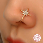 New S925Sterling Silver Geometric Water Drop Lightning Diamond Nose Ring Creative Style nose cuff Piercing jewelry
