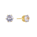 18K Gold-Plated Brass Crown CZ Earrings in a gold-tone brass finish