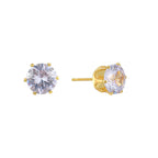 E0774 Fashion Crown Base Crystal Zircon Earrings for Women Copper Plated18K Gold Small Earrings