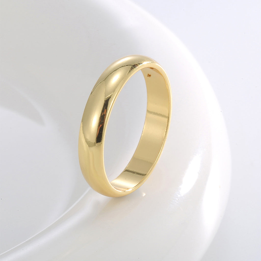 R0715 Minimalist Design Smooth Ring for Women Gold-Plated Personality Band