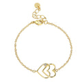 Gold-Plated Double Heart Openwork Bracelet — surface finish detail