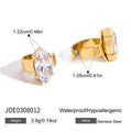 Gold-Plated Stainless Steel Cubic Zirconia Ear Cuff Earrings — Signature Shape — close-up detail — jewelry finish and design detail
