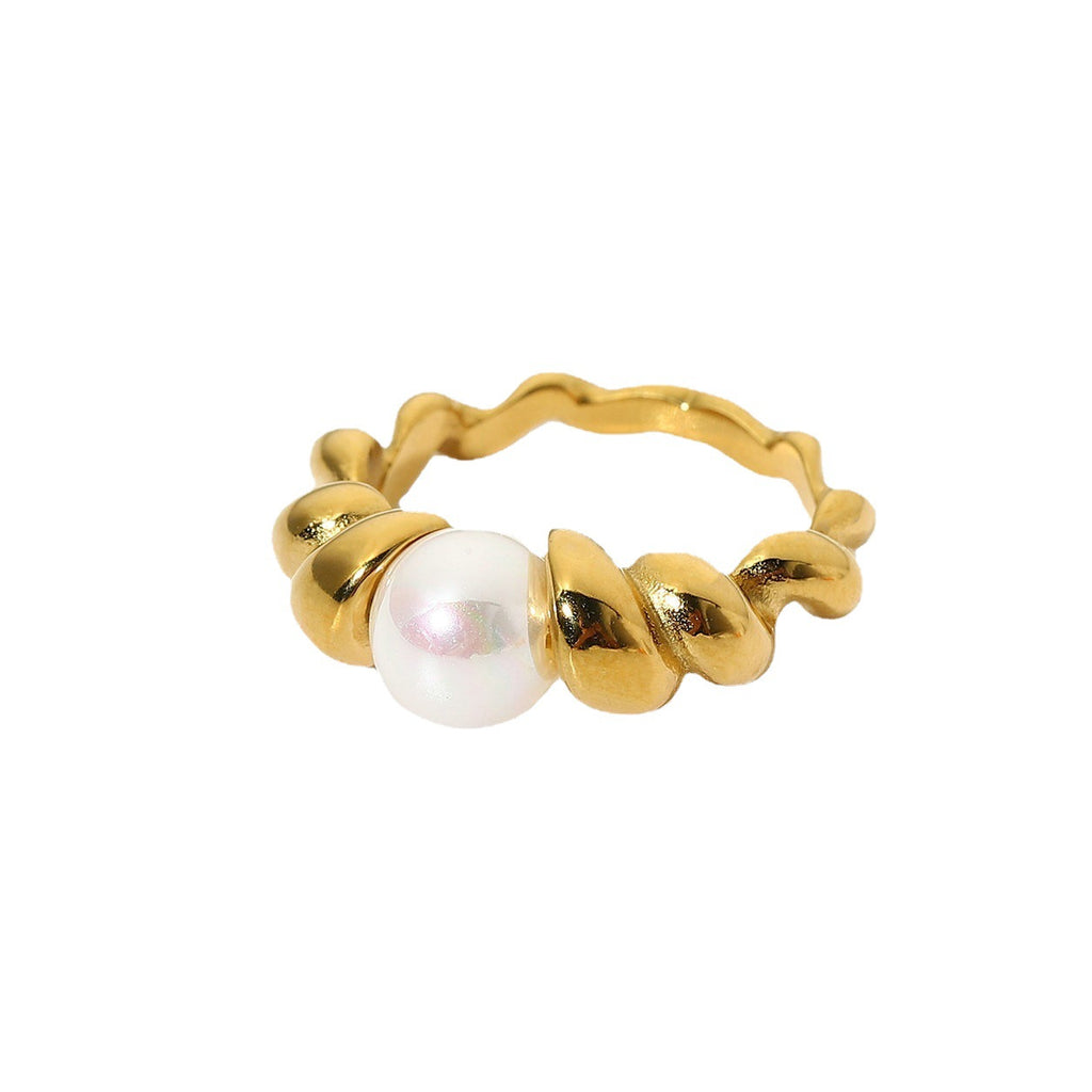 2H Vintage Style18K Gold-Plated Stainless Steel Ring Braided Style Ring for Women Fashion Ring Style