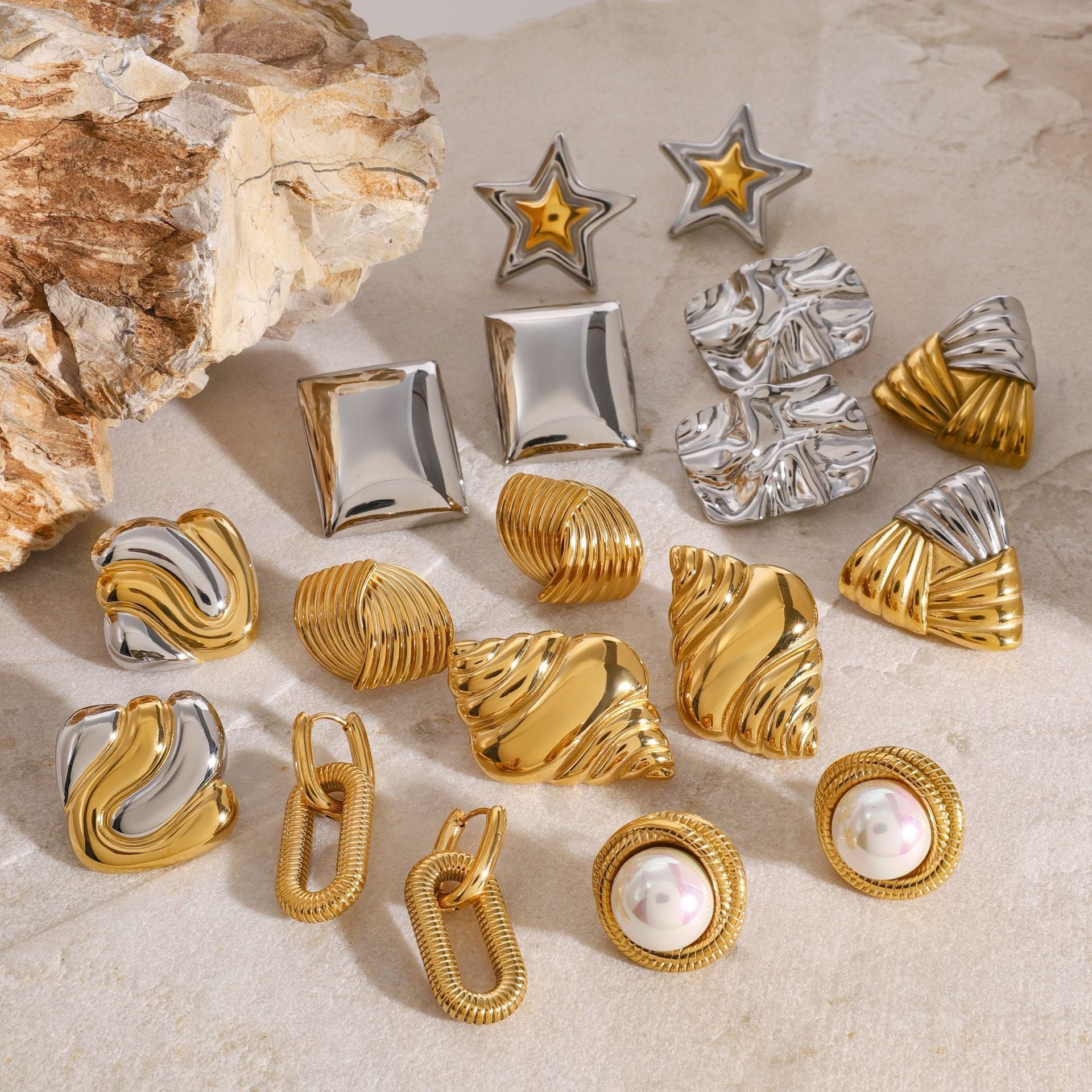 Stainless Steel Pearl Stud Earrings Star Earrings Earrings earrings Ornament