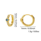 E0667 Fashion Earrings for Women Geometric Round Blue Zircon Minimalist Hoop Earrings