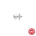 Round-Ball Zircon 925 Sterling Silver Cartilage Stud — earring silhouette — alternate angle 2 — jewelry finish and design detail